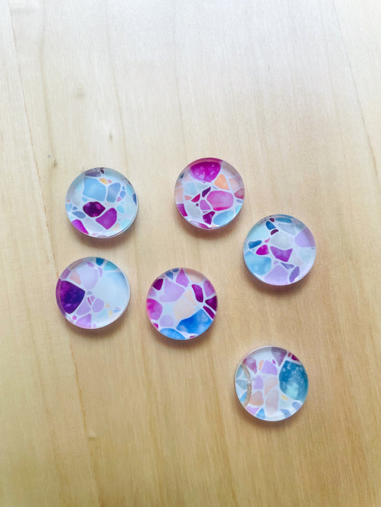 Clear Acrylic - 1.5cm Circle - Studs - Terrazzo - 25