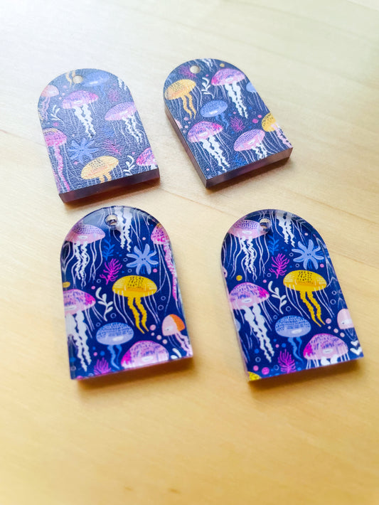 2x3cm - Arch -  Clear Acrylic - 1 Hole at Top -  Tropical - 104