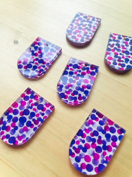 2x3cm - Arch -  Clear Acrylic - 1 Hole at Bottom -  Watercolour - 70