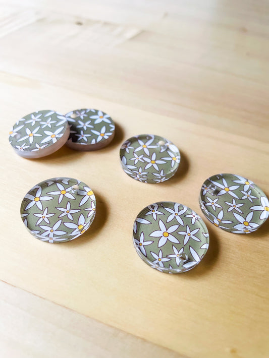 Clear Acrylic - 2cm Circle - 1 Hole - Australiana - 32