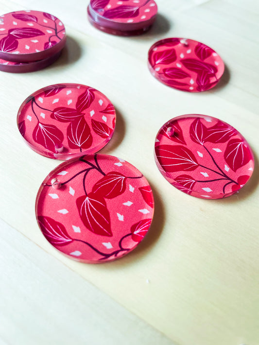 3cm Circle -  Clear Acrylic - 1 Hole -  Australiana - 65