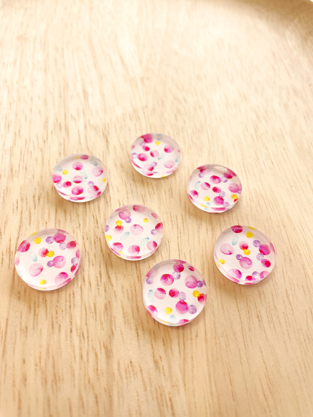 1.5cm Circle - Studs- Clear Acrylic - Watercolour - 107