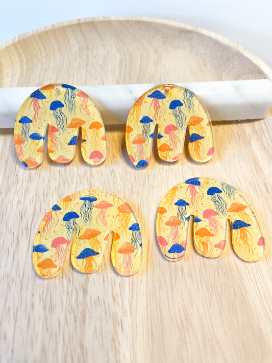 Clear Acrylic - Boho Shape -  4x3.6cm - 1 Hole - Tropical - 108