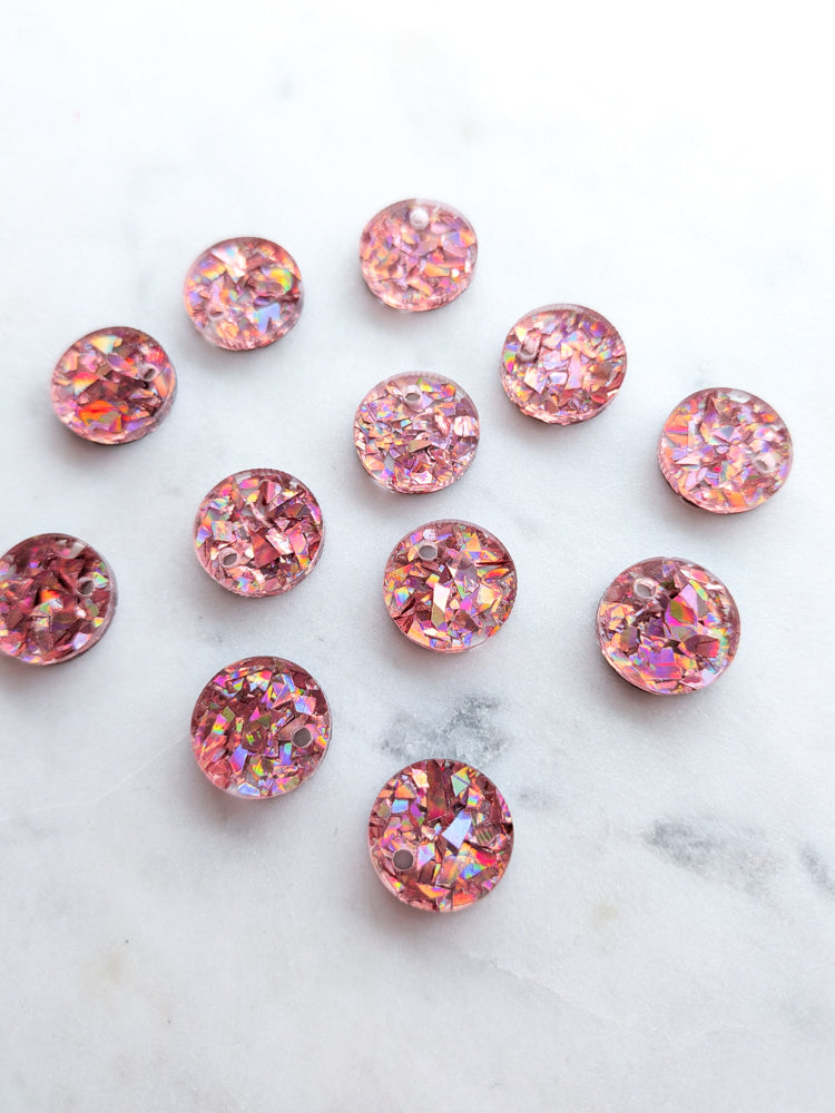 12.5mm or 15mm Princess Crystal Circle Toppers/Studs- Various Pack Sizes