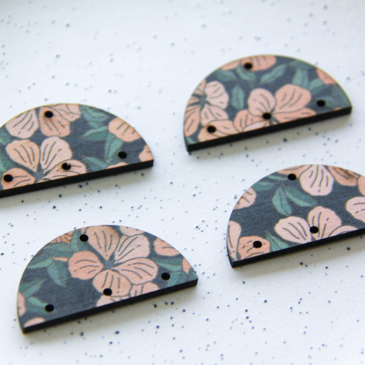 Wood - 4cm Semi Circle - 4 Hole - Transparent print - Australiana - 75