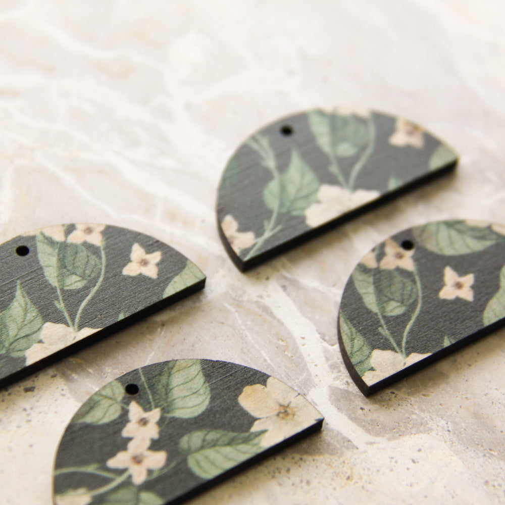 4cm Semi Circle - 1 Hole - Natural Look Print in Australiana - 83