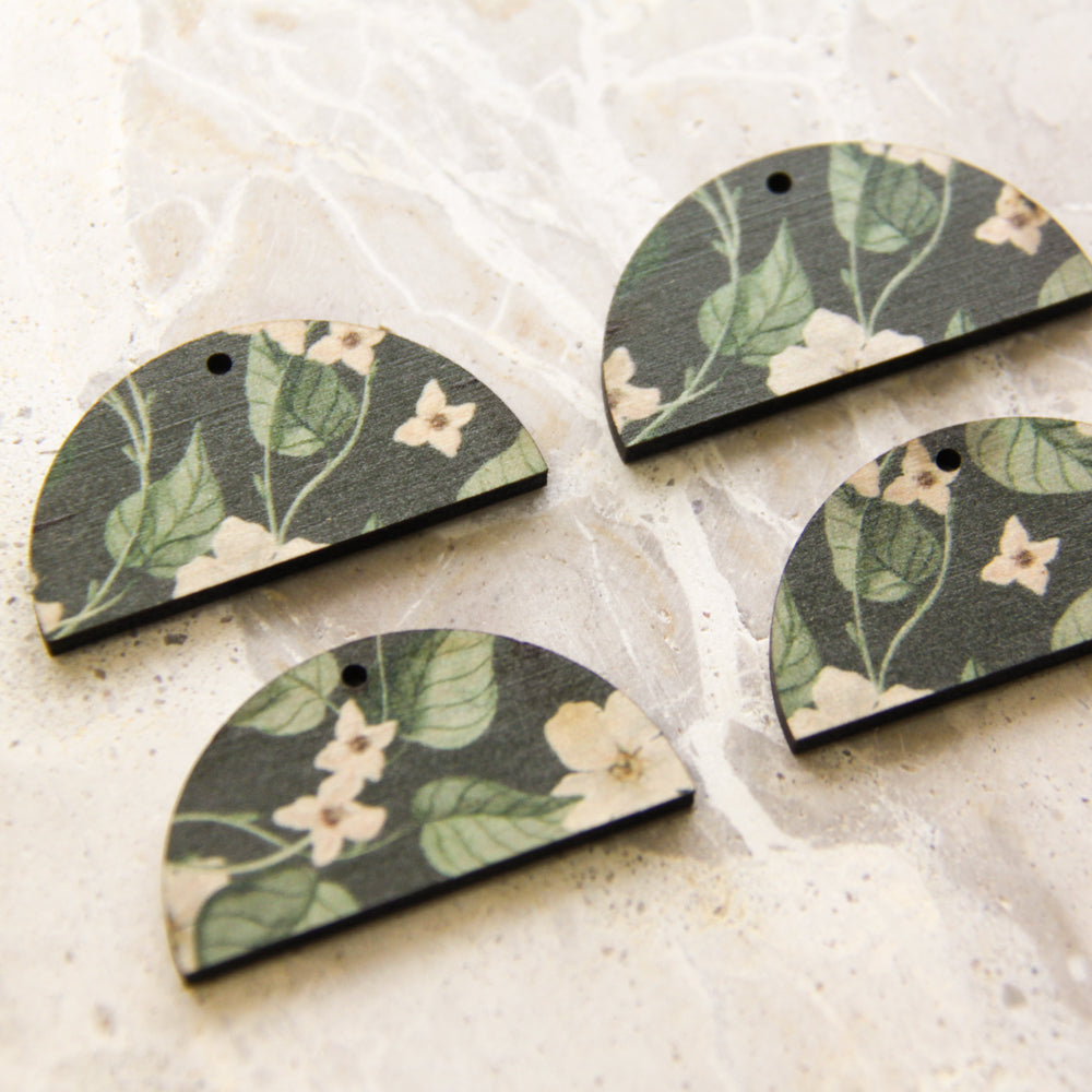 4cm Semi Circle - 1 Hole - Natural Look Print in Australiana - 83
