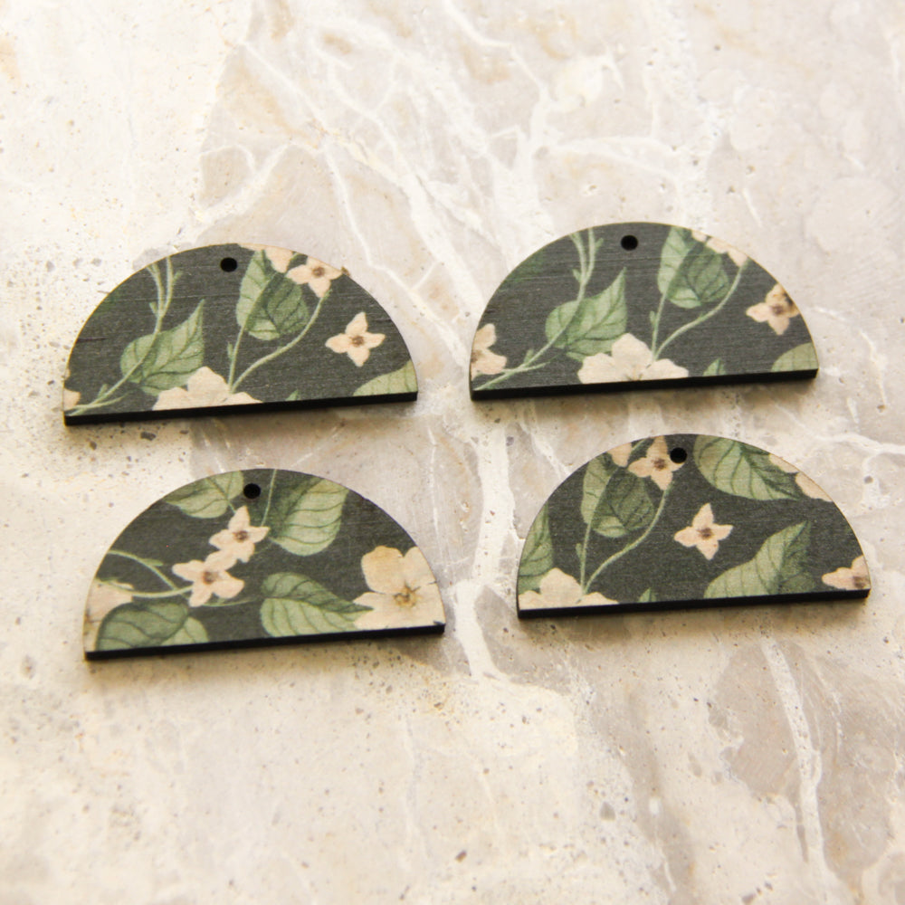 4cm Semi Circle - 1 Hole - Natural Look Print in Australiana - 83