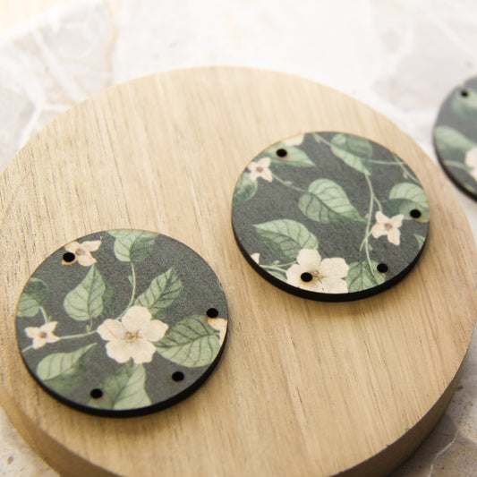 Wood - 4cm Circle - 4 Hole - Transparent print - Australiana - 83