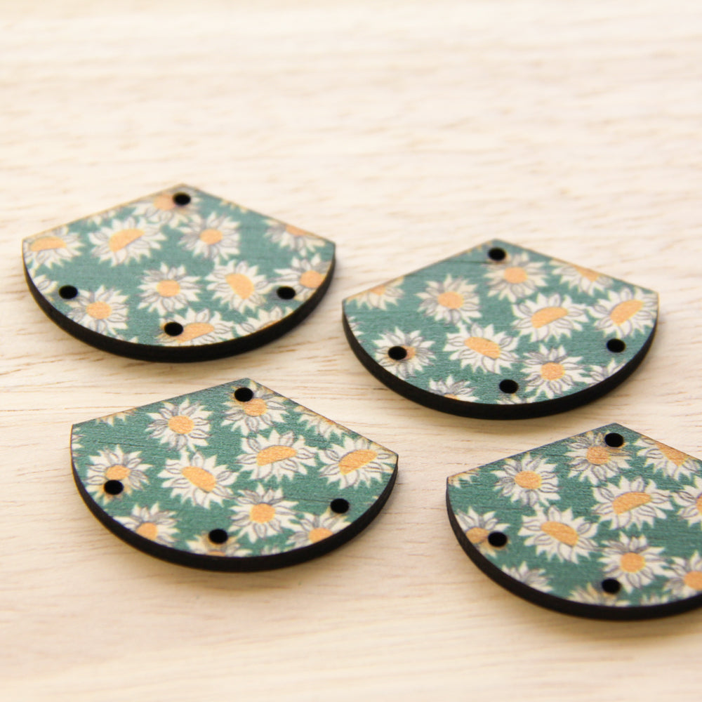 Fan Shape - 4 Hole - Natural Look Print in Sunflower - 06