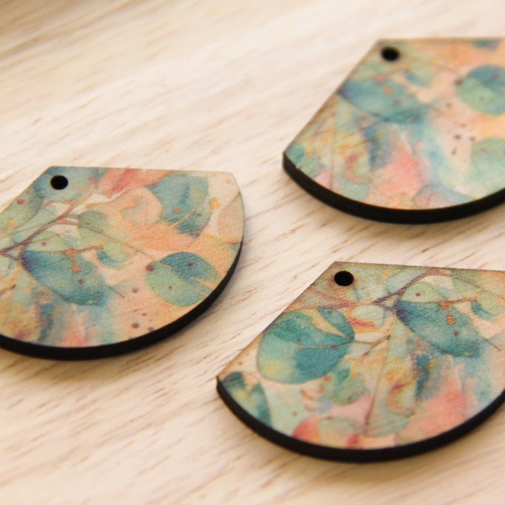 Fan Shape - 1 Hole - Natural Look Print in Australian Native - 19
