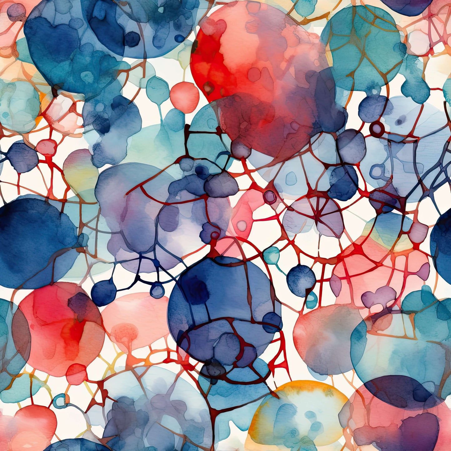 1.5cm Circle - 1 Hole - Clear Acrylic - Watercolour - 51