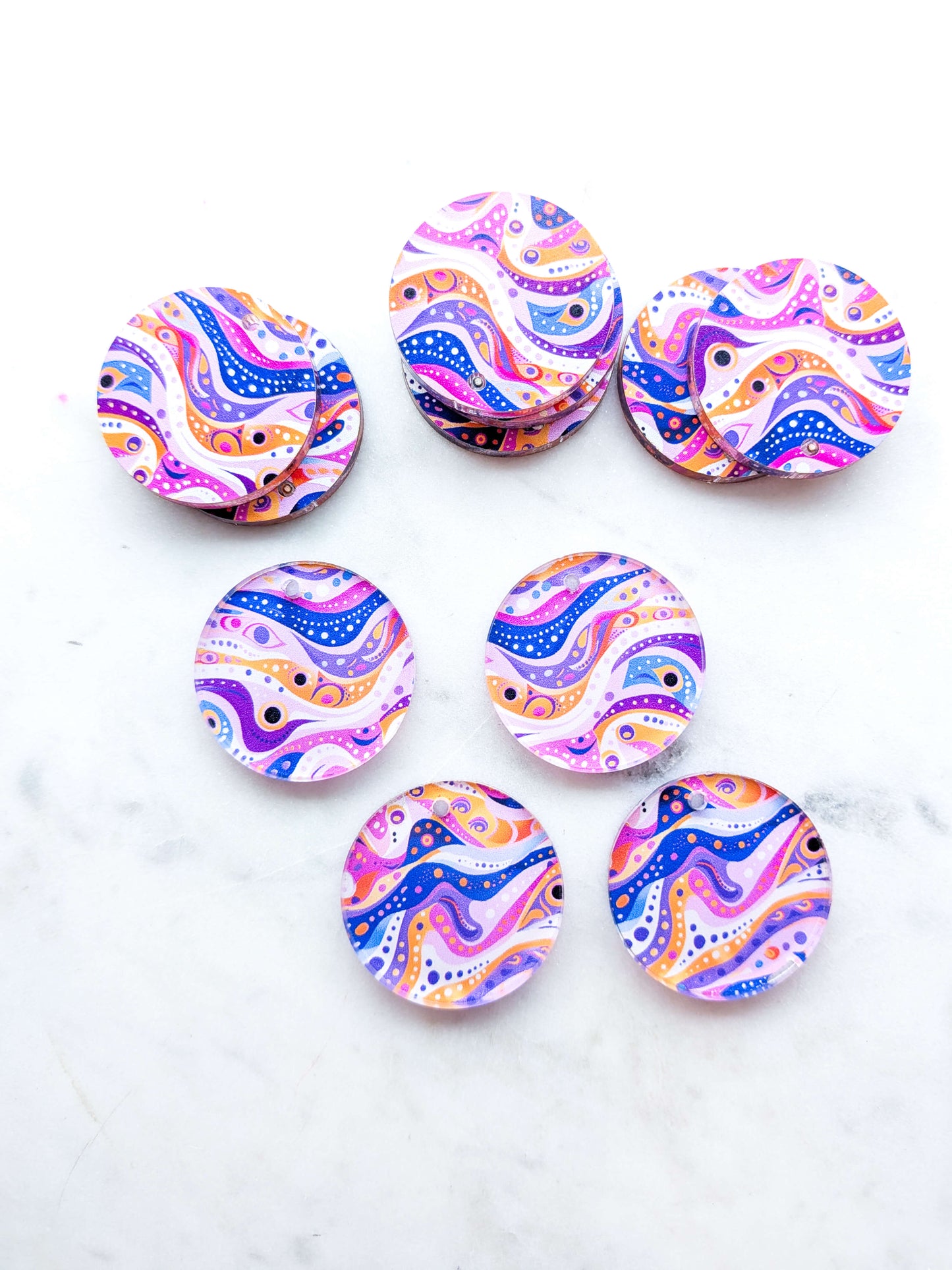 Clear Acrylic - 3cm Circle - Whimsical - 79