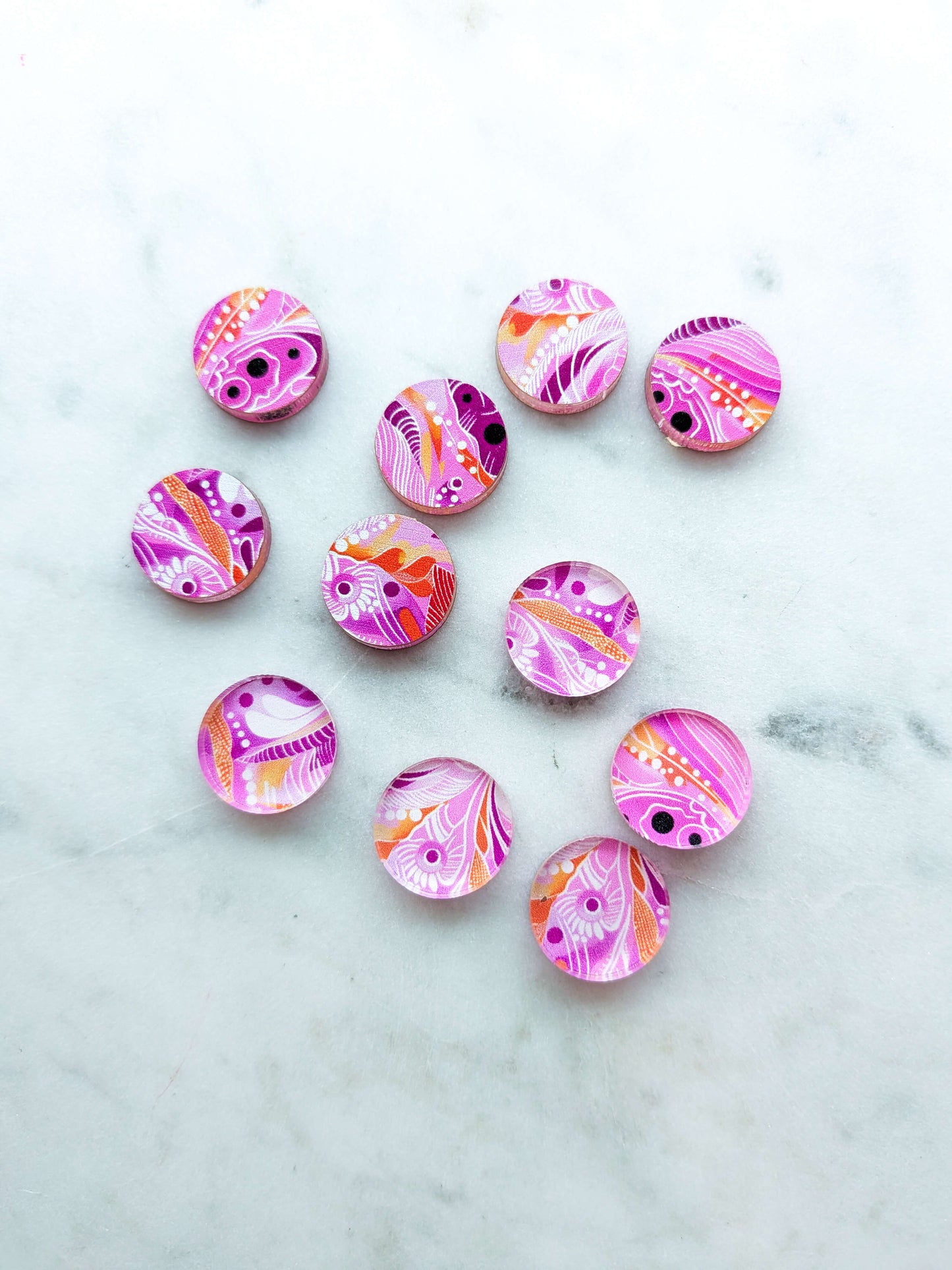Clear Acrylic - 1.5cm Circle - Stud - Whimsical - 72