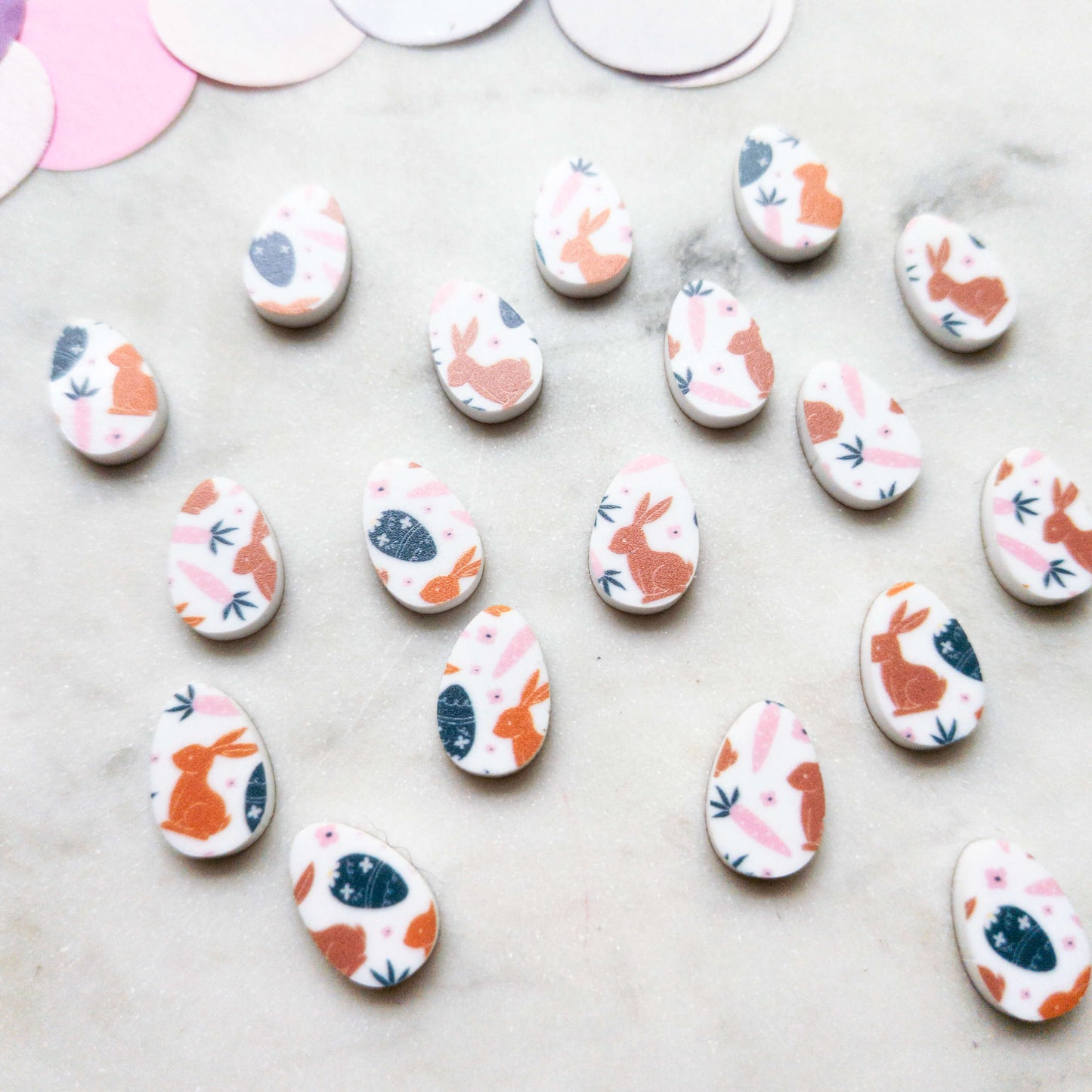 15mm - Egg - Studs - White Acrylic - Easter - 83