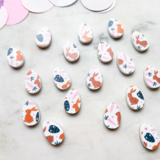 15mm - Egg - Studs - White Acrylic - Easter - 83