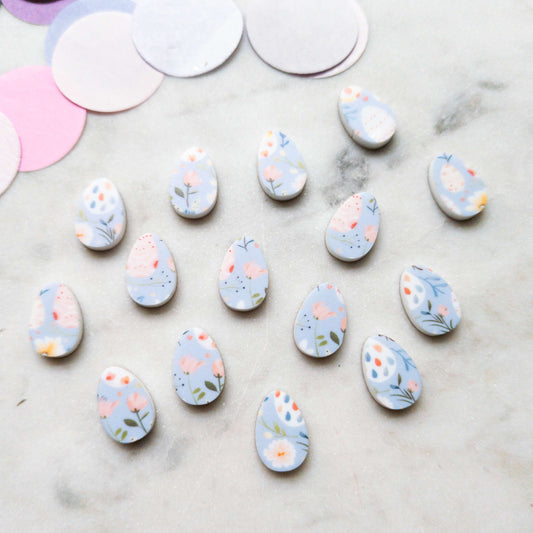 15mm - Egg - Studs - White Acrylic - Easter - 77