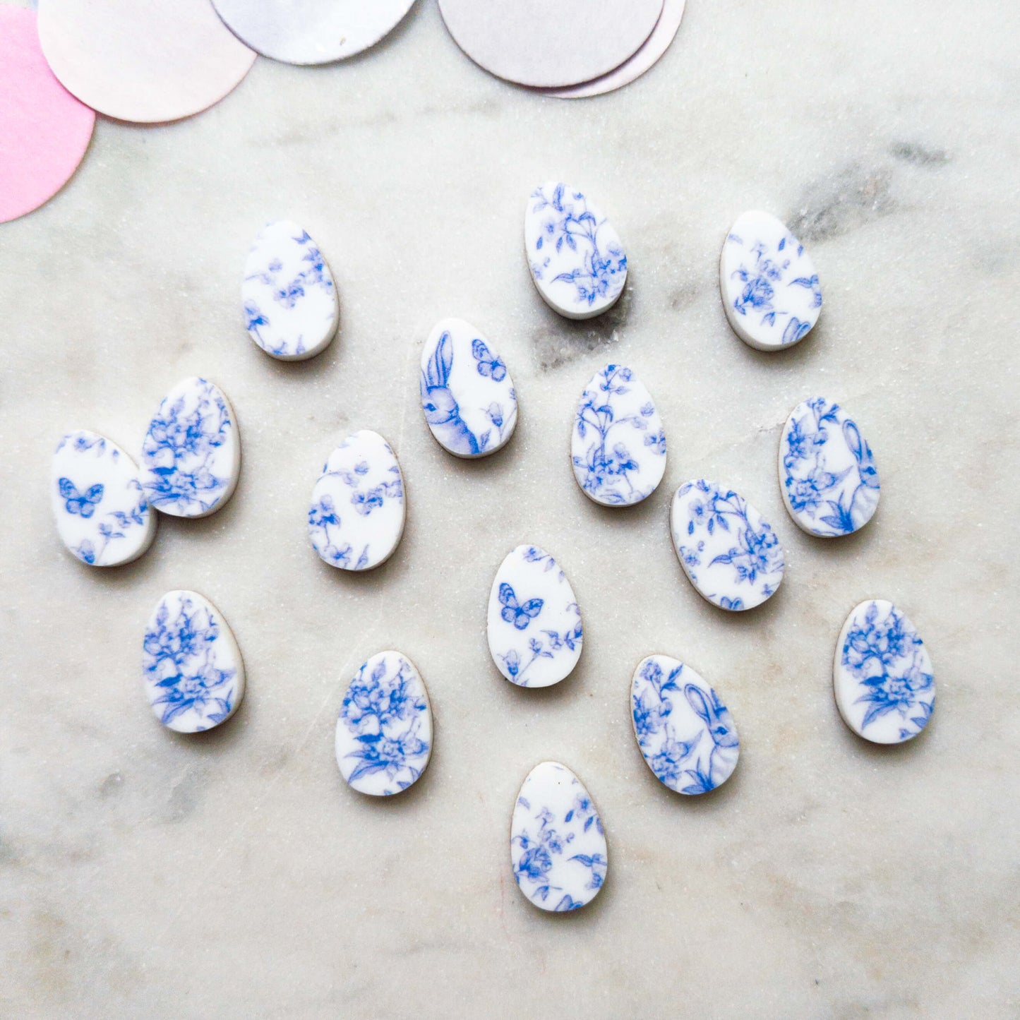 15mm - Egg - Studs - White Acrylic - Easter - 80