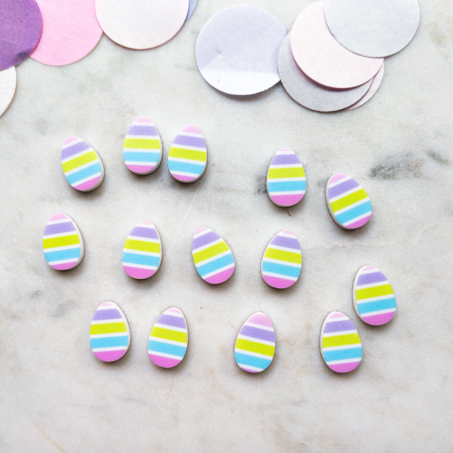 15mm - Egg - Studs - White Acrylic - Easter - 28