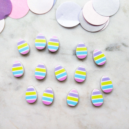 15mm - Egg - Studs - White Acrylic - Easter - 28