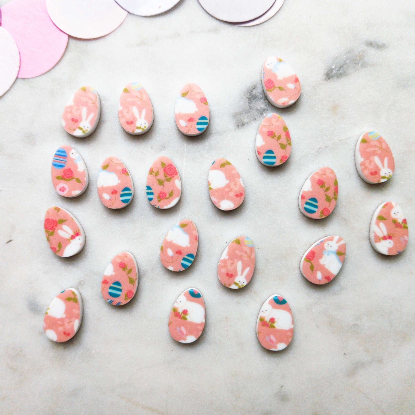 15mm - Egg - Studs - White Acrylic - Easter - 22