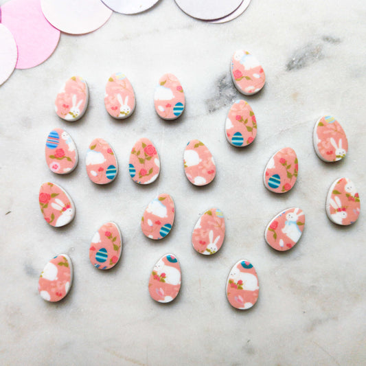 15mm - Egg - Studs - White Acrylic - Easter - 22