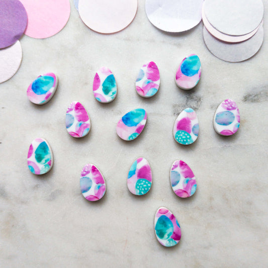15mm - Egg - Studs - White Acrylic - Easter - 07