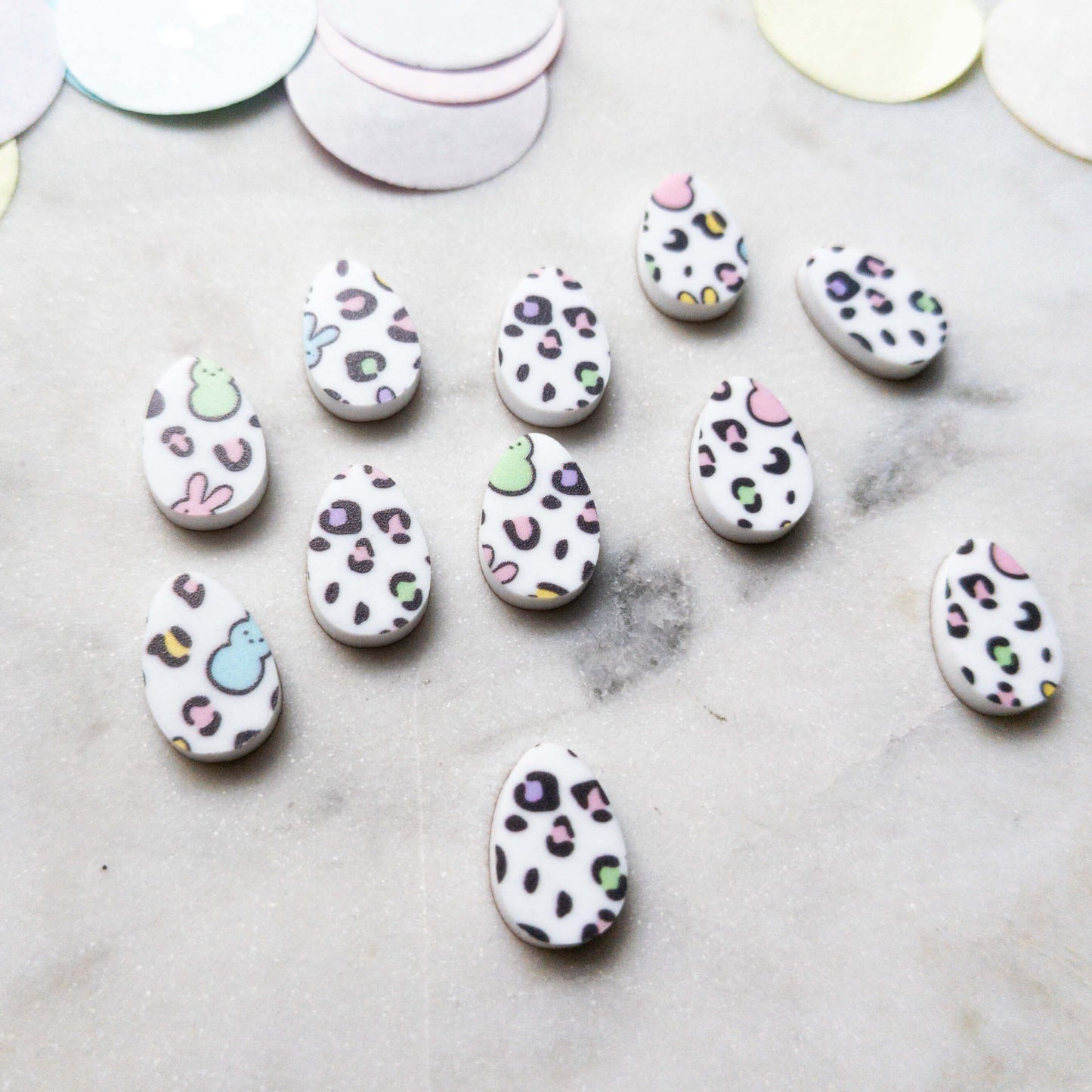 15mm - Egg - Studs - White Acrylic - Easter - 33