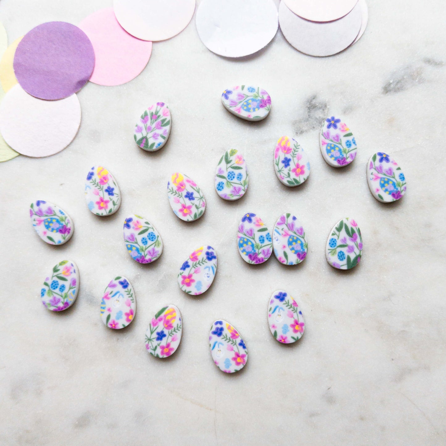 15mm - Egg - Studs - White Acrylic - Easter - 18