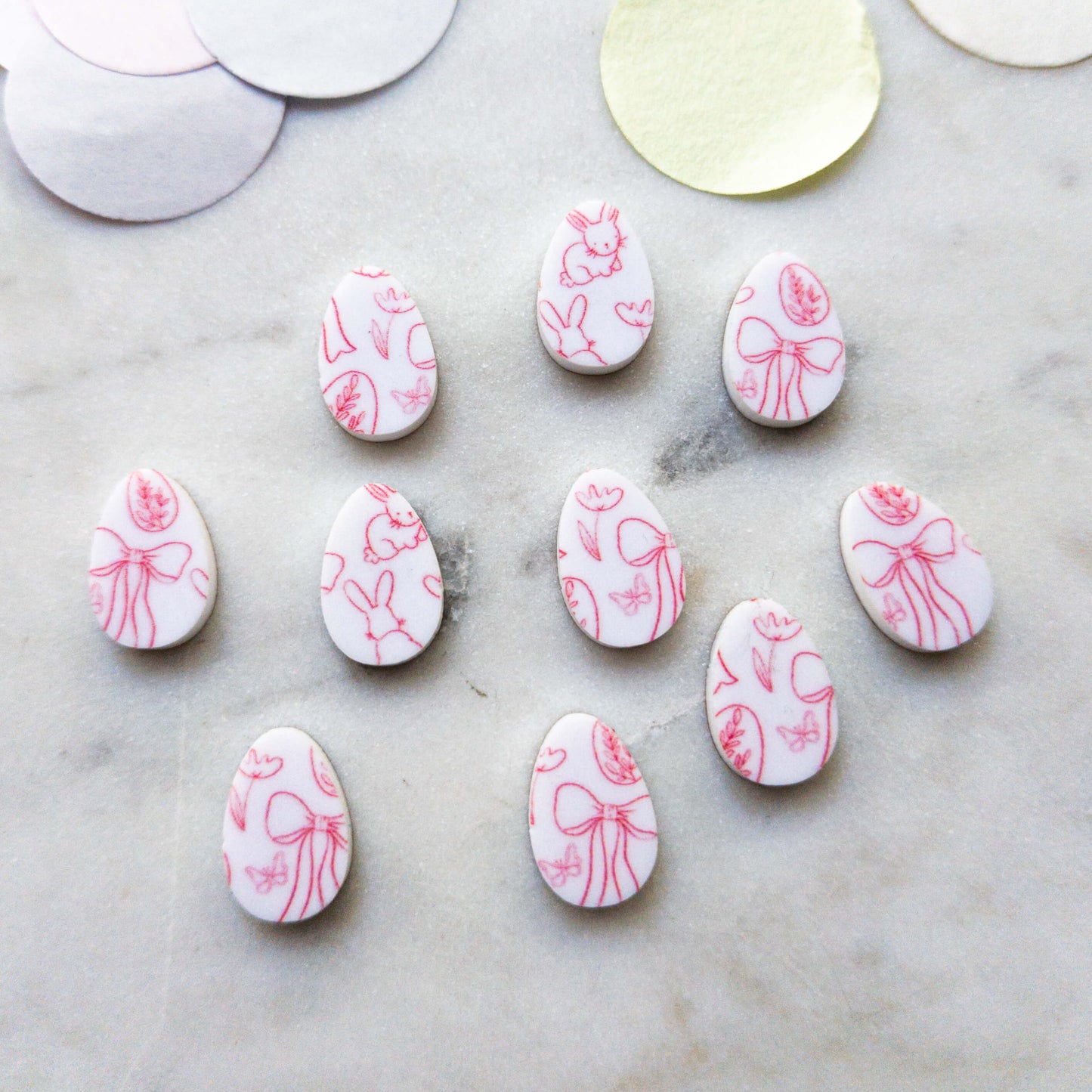 15mm - Egg - Studs - White Acrylic - Easter - 60