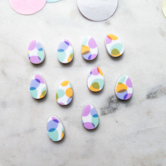15mm - Egg - Studs - White Acrylic - Easter - 45