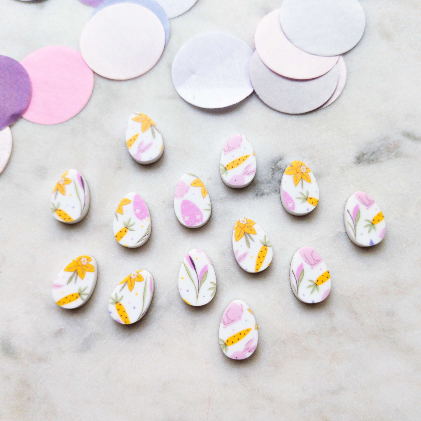 15mm - Egg - Studs - White Acrylic - Easter - 42