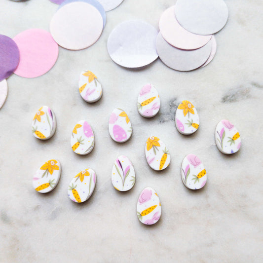 15mm - Egg - Studs - White Acrylic - Easter - 42