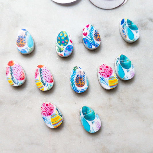 15mm - Egg - Studs - White Acrylic - Easter - 05