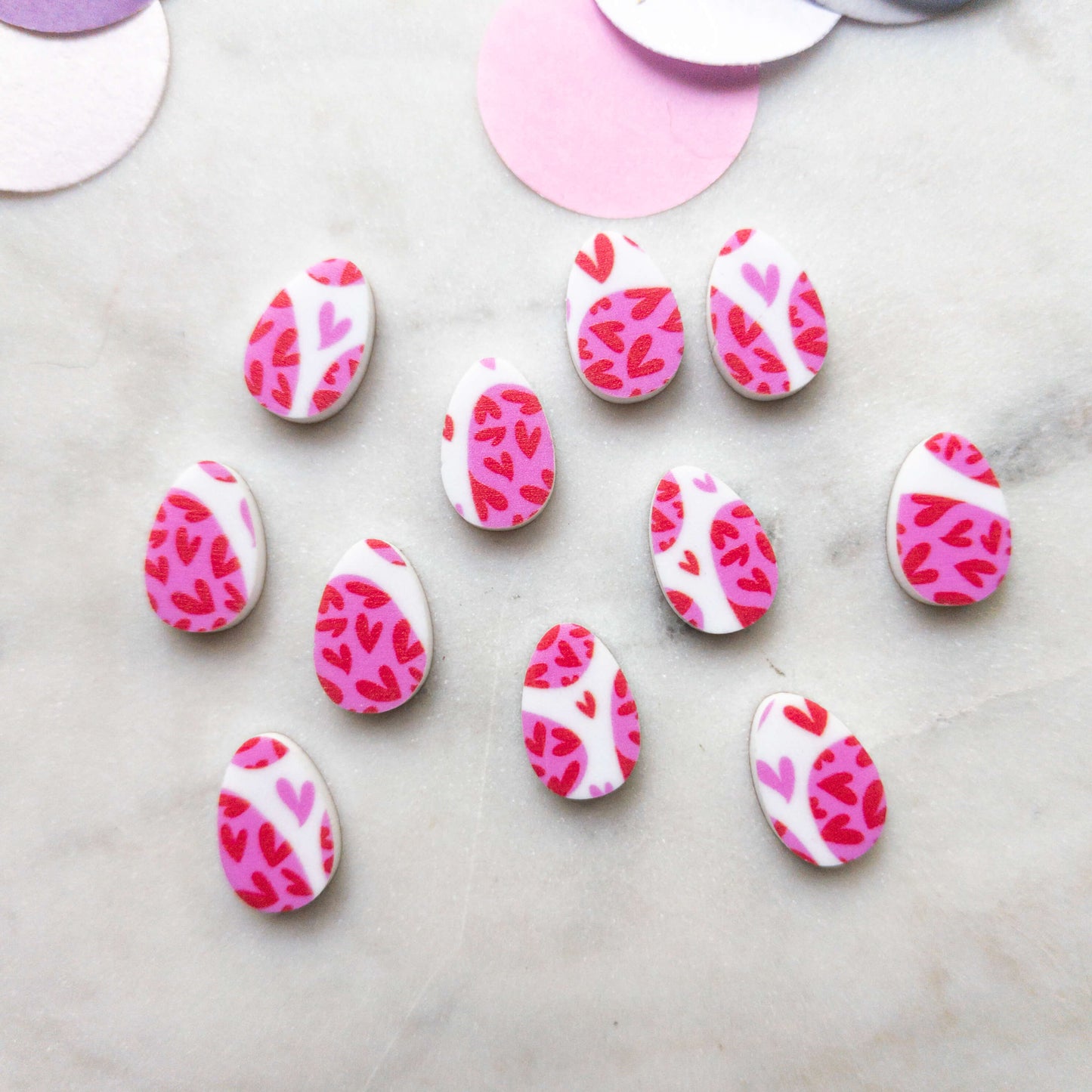15mm - Egg - Studs - White Acrylic - Easter - 31