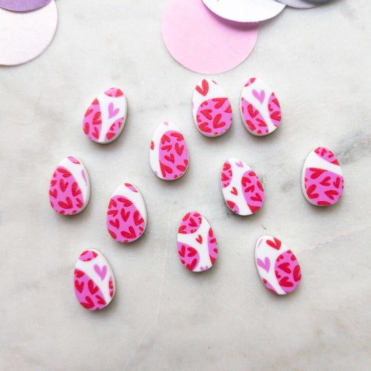 15mm - Egg - Studs - White Acrylic - Easter - 31
