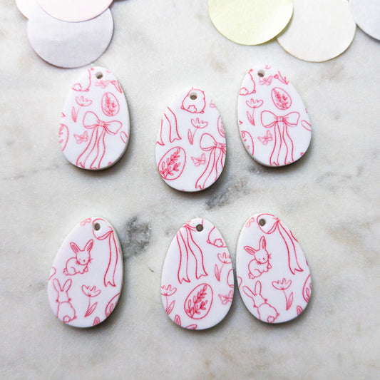 30mm - Egg - 1 Hole - White Acrylic - Easter - 60