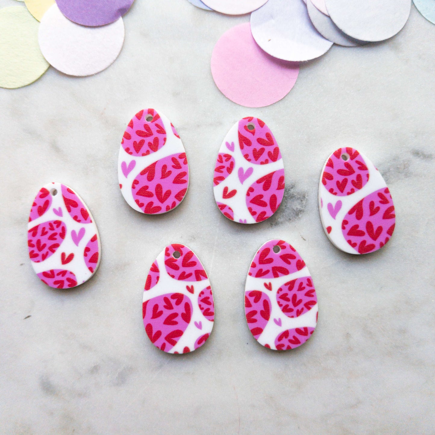 30mm - Egg - 1 Hole - White Acrylic - Easter - 31