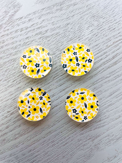 Clear Acrylic - 3cm Circle - Abstract Floral - 19