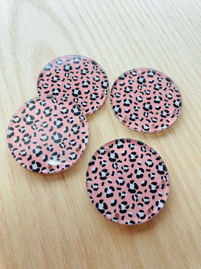 Clear Acrylic - 4cm Circle - Leopard - 67
