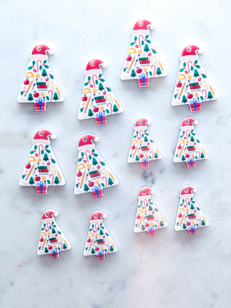 Teacher themed tree on White Acrylic - Various Sizes - 1pair (2pcs)