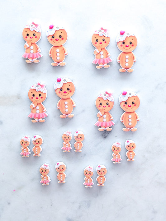 Gingerbread Couple on White Acrylic - Various Sizes - 1pair (2pcs)
