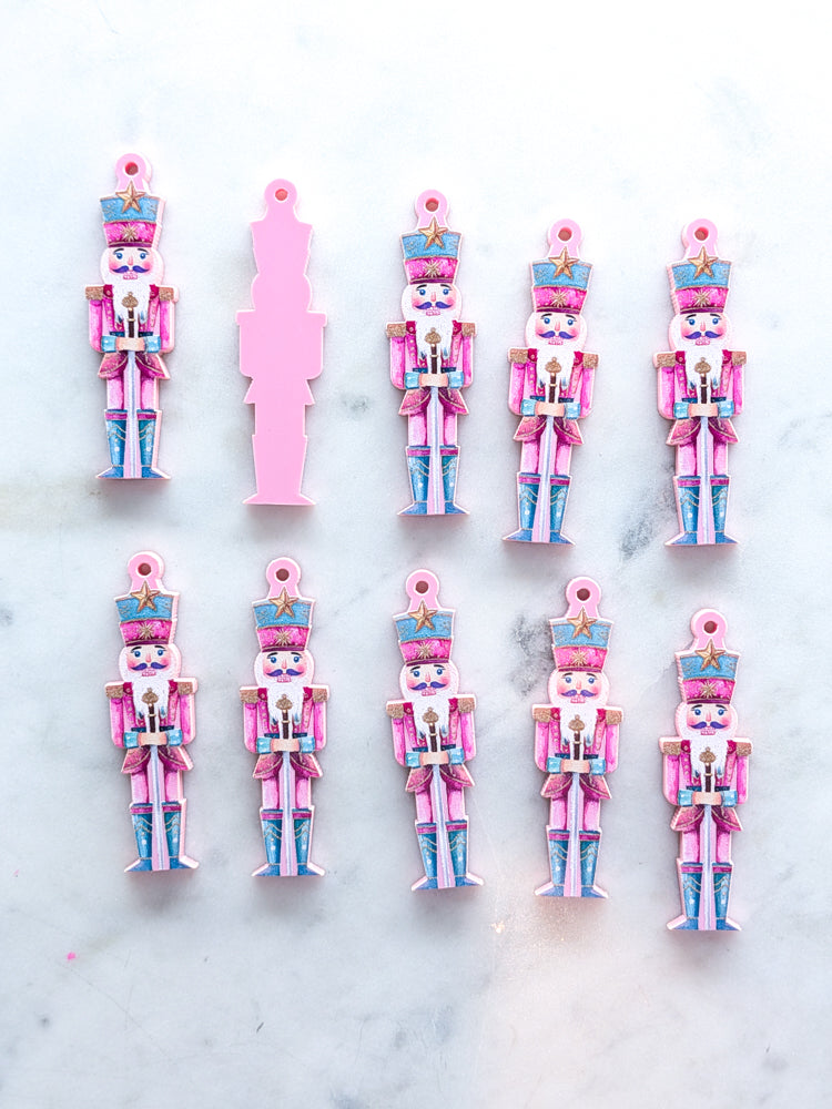 Nutcracker on Baby Pink Acrylic - 1pair (2pcs)