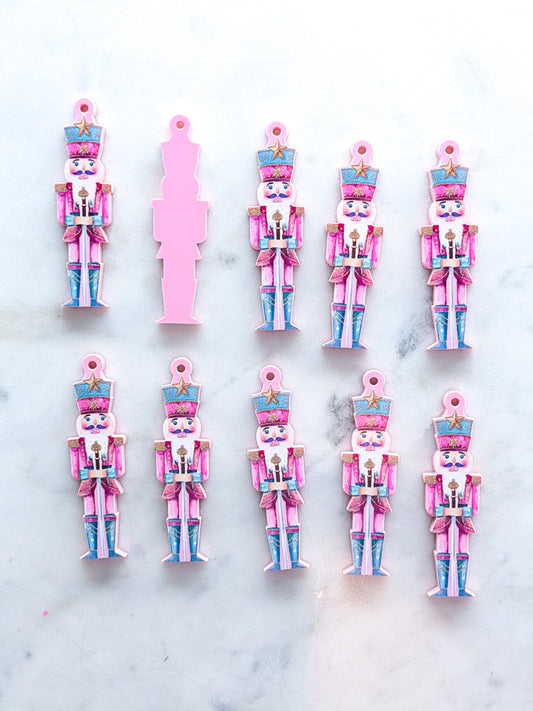 Nutcracker on Baby Pink Acrylic - 1pair (2pcs)