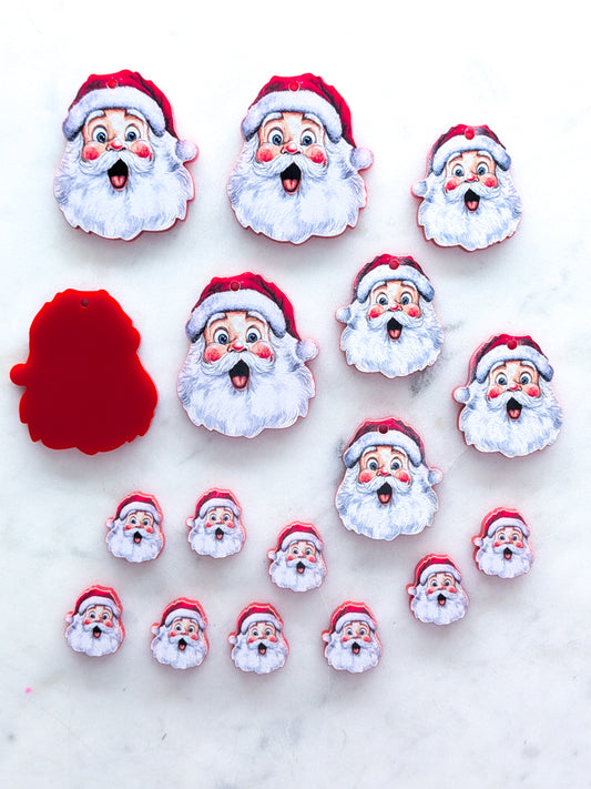 Shocked Santa on Red Acrylic - Various Sizes - 1pair (2pcs)