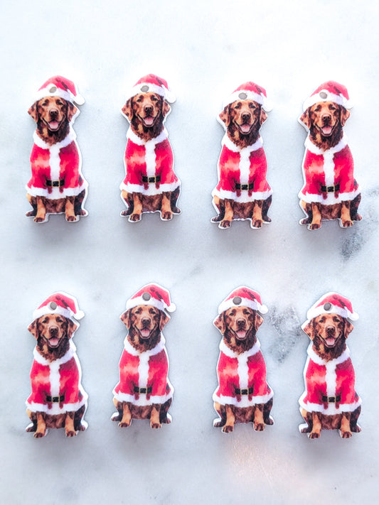 Christmas Brown Labrador on White Acrylic - 35mm high - 1pair (2pcs)