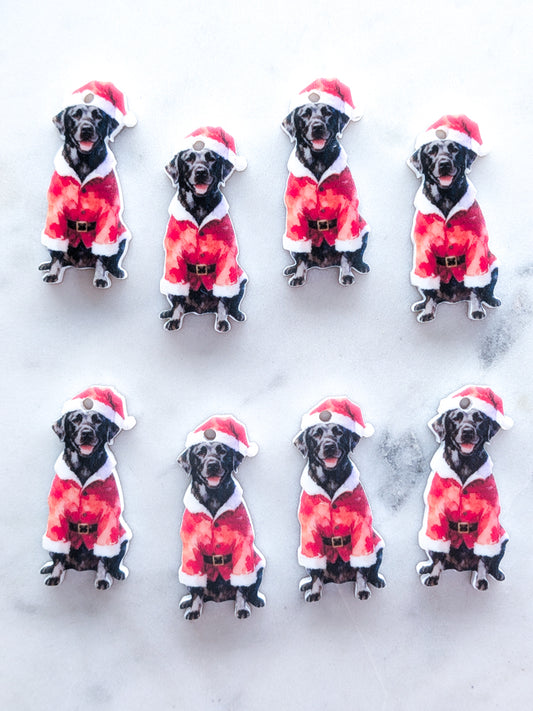 Christmas Black Labrador on White Acrylic - 35mm high - 1pair (2pcs)