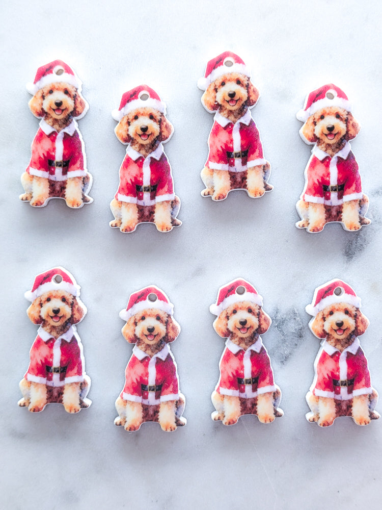Christmas Groodle on White Acrylic - 35mm high - 1pair (2pcs)