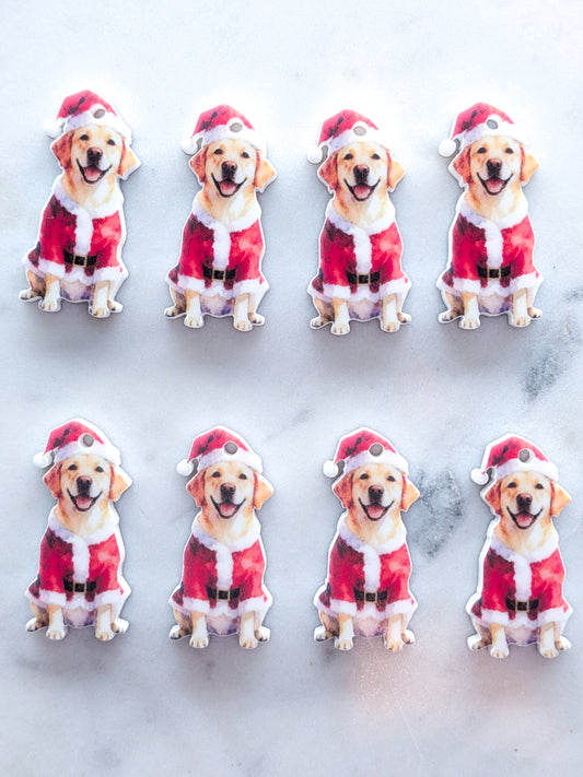 Christmas Golden Labrador on White Acrylic - 35mm high - 1pair (2pcs)