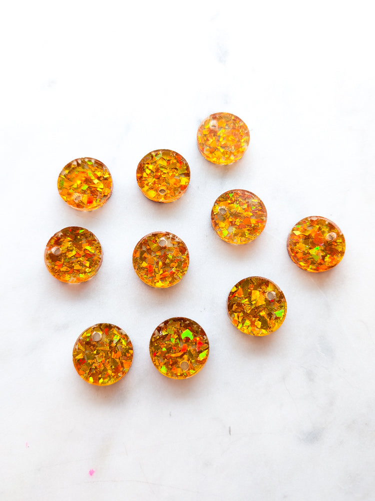 12.5mm or 15mm Gold Flame Crystal Circle Toppers/Studs- Various Pack Sizes